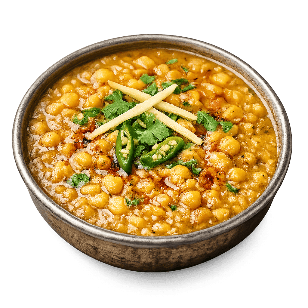 A katori of daal chana with coriander, ginger, and green chilli